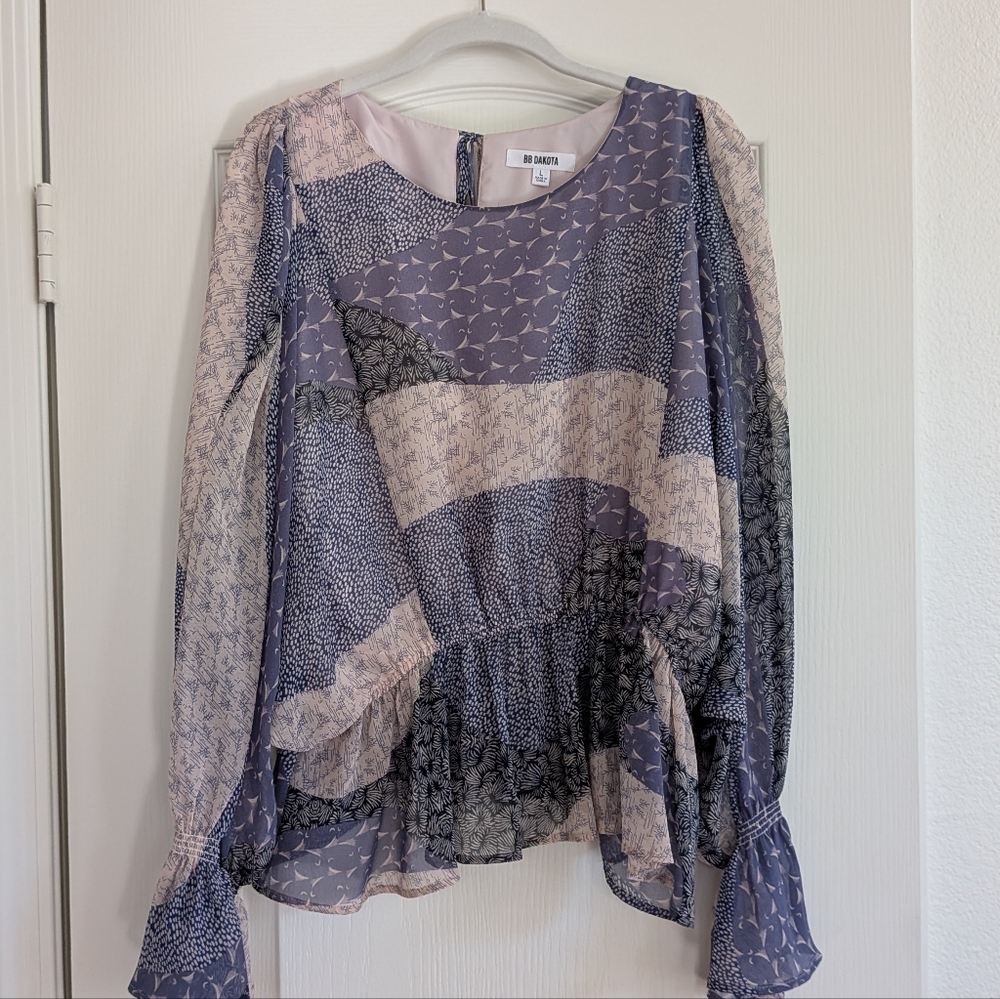 BB Dakota Women's Lavender And Pink Multi-Patterned Blouse ,